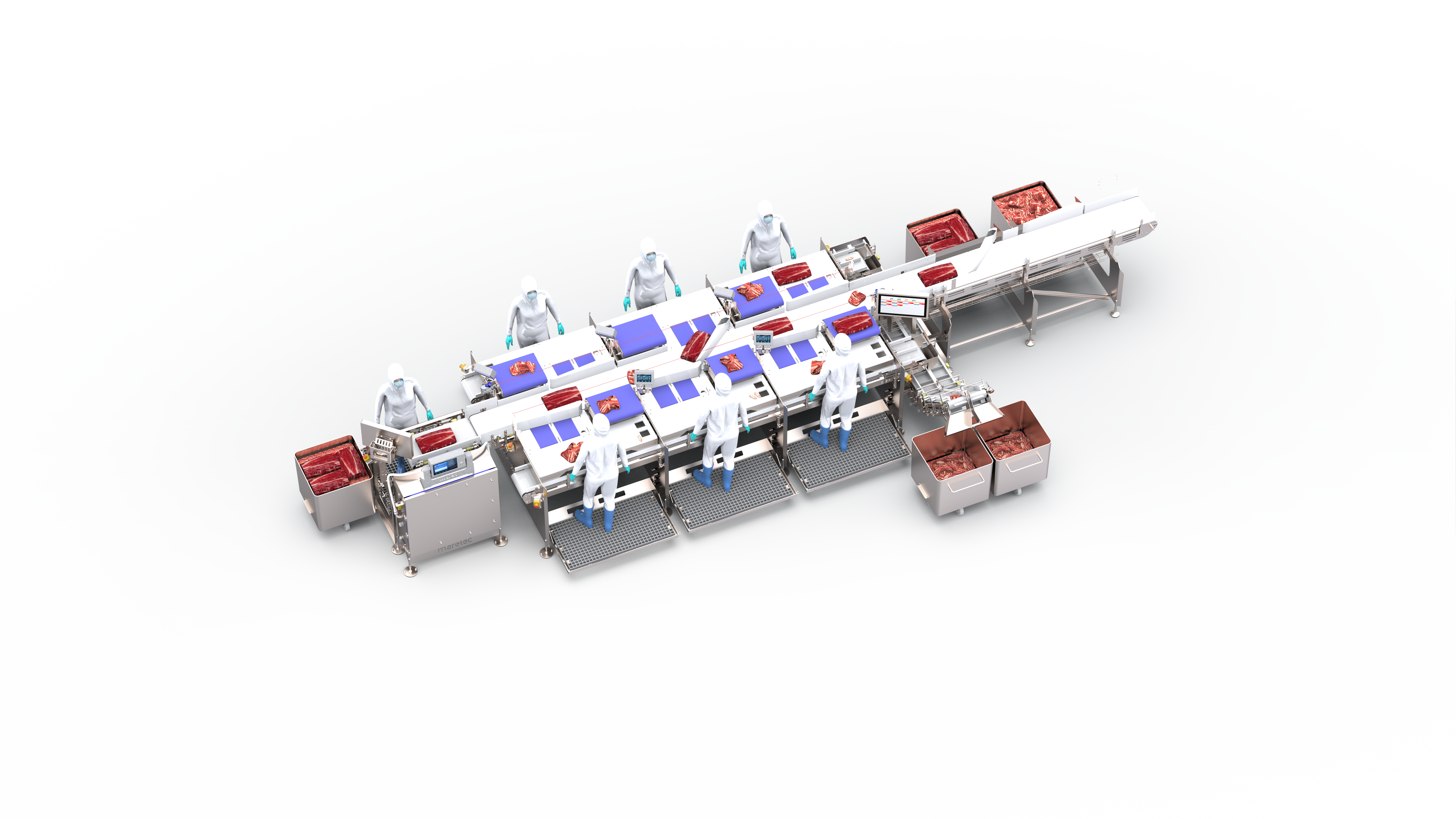 Intelligent meat trim line monitoring of live yield, capacity and quality per operator