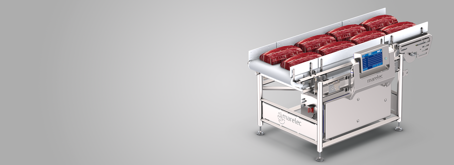 The MARELEC flowscale is designed to accurately weigh a flow of products e.g. meat primals or trimmings, over a certain period of  time.