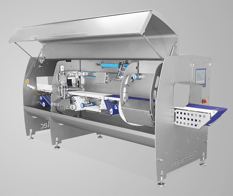 Portion cutter for fixed-weight portions of bone-in pork loins